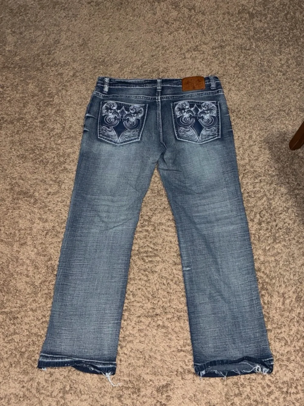 Men's Dark Blue Embroidered Pocket Jeans